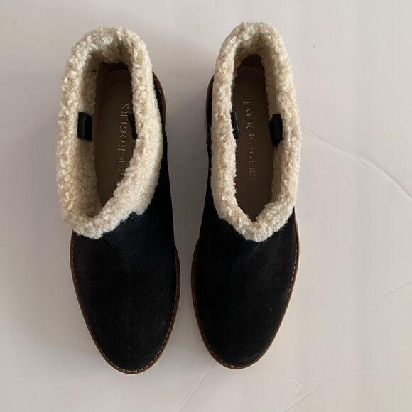 Jack Rogers Sophie Sherpa trim black suede leather ankle boots woman’s size 10 - Picture 3 of 10